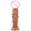 Lifelike flesh-tone silicone dildo with textured ribs for pleasure